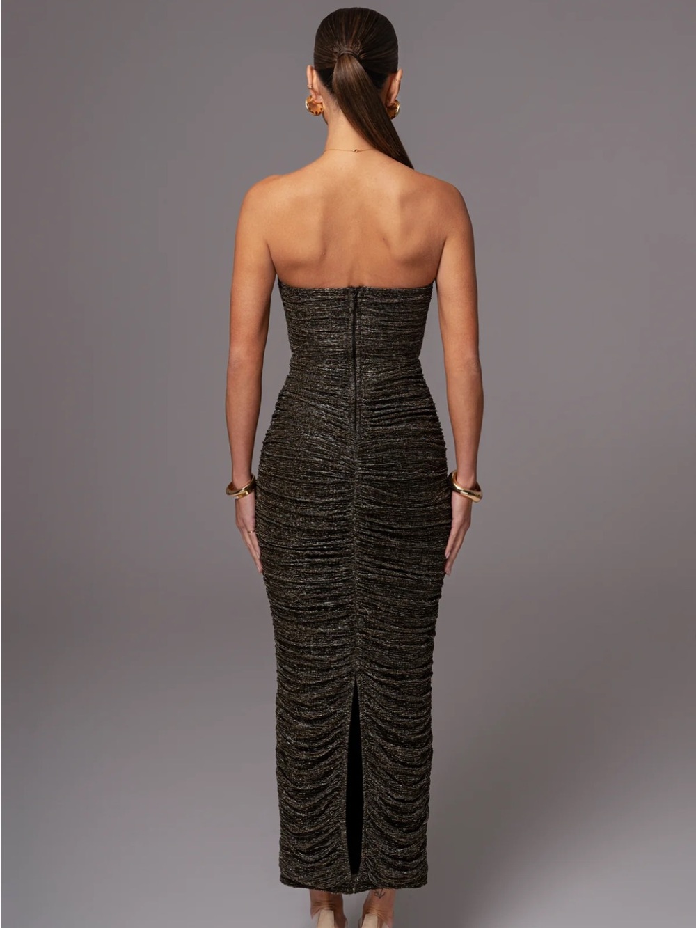 JLUXLABEL BLACK/GOLD METALLIC MESH MAXI DRESS - Size S - Picture 8 of 10